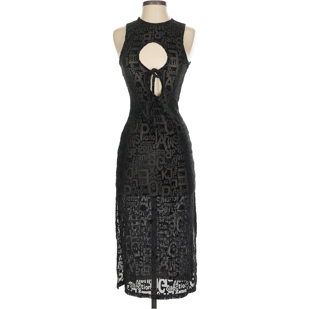 Fashion Brand Company Black Wordy Hole-y Dress